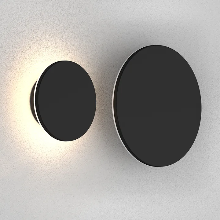 Round LED Black Wall Light, 8W or 15W
